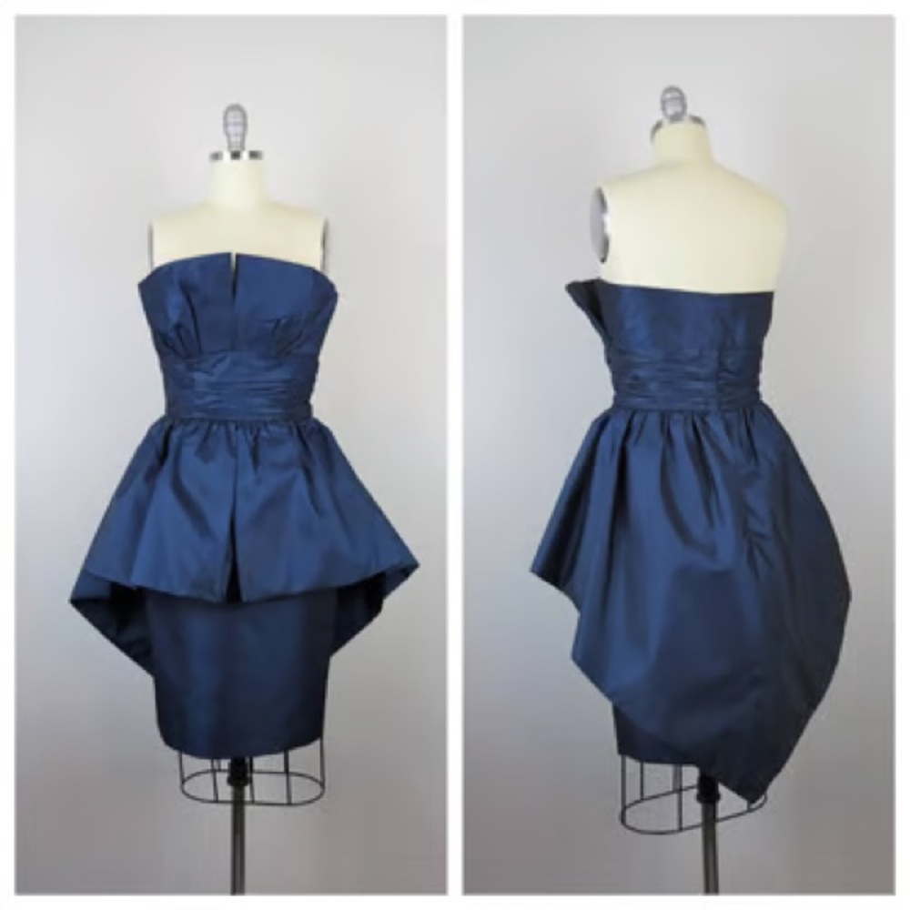 Vintage 80’s Victor Costa Saks Fifth Avenue Elegant Blue Strapless Dress